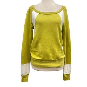 APC A.P.C. Limeade Color Block Long Sleeve Wide Neck Sweatshirt Size Medium